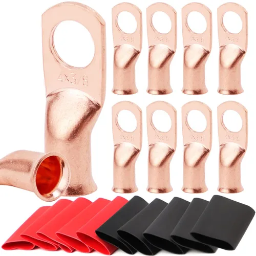Miniatura 11 de TKDMR - Kit de 264 piezas de extremos de cable de batería, 132 piezas de terminales de anillo de lengüetas de cable de cobre resistentes AWG 8 6 4 2