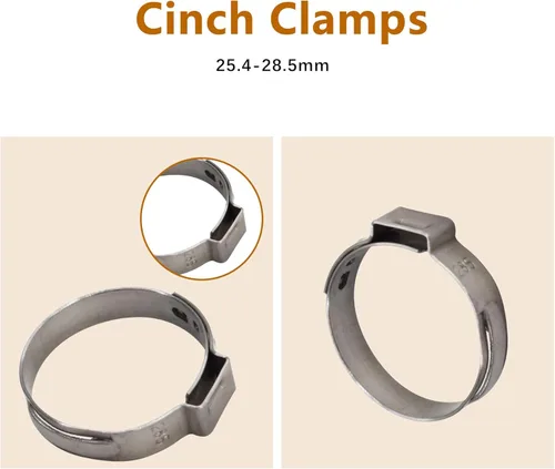 Miniatura 3 de kimllier 50 abrazaderas de manguera de 25.4 a 1.122 in, accesorios de acero inoxidable, abrazaderas de apriete para conexiones de manguera de tubo