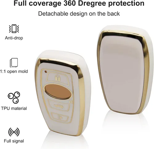 Miniatura 3 de Funda para llavero Subaru, funda suave de protección completa con llavero, Blanco