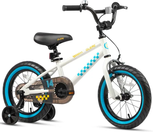 Glerc NuNu - Bicicleta para niños de 12, 14, 16 pulgadas, estilo BMX para niños de 2 a 8 años, bicicletas para niños pequeños con ruedas de Blanco