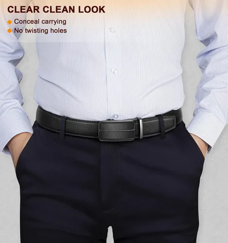 Miniatura 7 de BULLIANT - Cinturón con diseño ajustable de trinquete deslizante para hombre, para usar con pantalón de vestir y camisa Oxford, ajustable a medida