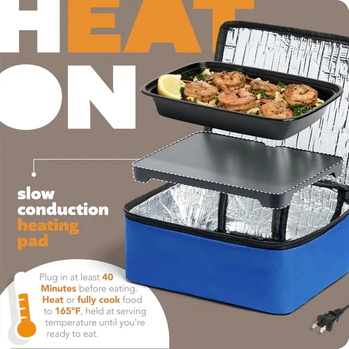 Miniatura 2 de HOTLOGIC Mini lonchera térmica - Calentador eléctrico portátil de alimentos para hombres y mujeres - Ideal para el trabajo, la oficina y la Azul