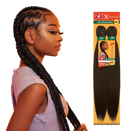 Sensationnel X-Pression - Trenza de cabello preestirada para trenzado - 2 trenzas de 48 pulgadas, toda de kanekalon ignífugo sintético para trenzas