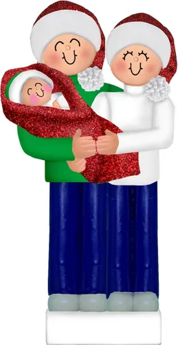 Miniatura 11 de Adorno de Navidad 3D de familia de 3 2025, adornos de Navidad familiares personalizados 2025 Recuerdo de baby shower para recién nacidos, adornos