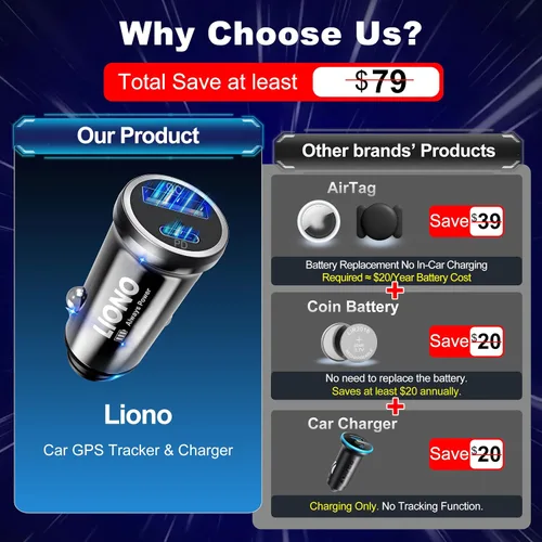 Miniatura 7 de LIONO Rastreador y cargador GPS para automóvil con batería recargable incorporada, rastreador GPS para vehículos, rastreador oculto para automóvil