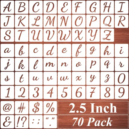 Miniatura 9 de Plantillas de letras del alfabeto de 1 pulgada para pintar, paquete de 70 plantillas de letras y números con letreros para pintar sobre madera