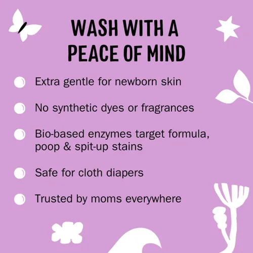 Miniatura 2 de Detergente Molly's Suds para ropa de bebé líquido Elimina fórmula, caca y manchas de escupir Extra suave para bebés, niños pequeños
