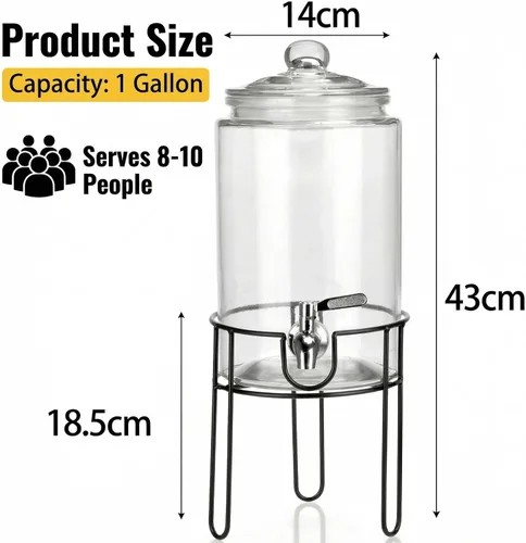 Miniatura 5 de Dispensador de bebidas de 1 galón con soporte, dispensadores de bebidas para fiestas, Navidad, dispensador de bebidas con grifo 100% a prueba