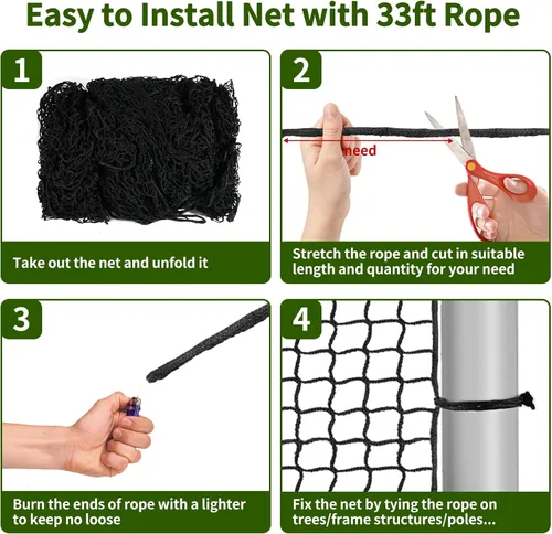 Miniatura 5 de Baseball Net Netting Batting Cage Net Backstop Net - Heavy Duty Nylon Sports Netting with 33FT Rope & Steel Hanging Kit, Multiple Sizes for Backyard