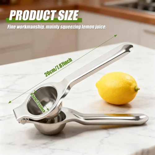 Miniatura 2 de Exprimidor de limón de acero inoxidable – Exprimidor manual de cítricos, prensa de mano de limón de metal, exprimidor de cítricos de frutas para 1