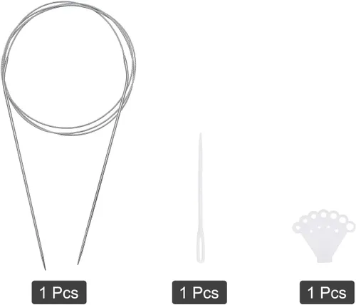 Miniatura 3 de uxcell Kit de agujas de tejer circulares, 47.24 pulgadas de largo, 0.071 in de diámetro, aguja de suéter redonda de acero inoxidable para proyectos
