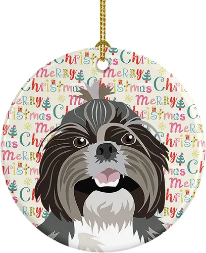 Miniatura 125 de Caroline's Treasures Bulldog Francés Azul de Navidad Adorno de Cerámica Decoraciones Colgantes para Árbol de Navidad para Hogar Navidad, Festividad