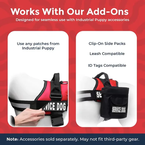 Miniatura 6 de Arnés Industrial Puppy para perros con correas y asa, y chaleco con parche reflectante, en un cómodo diseño de malla, Bright Red Rojo Brillante