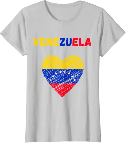 Miniatura 26 de Camiseta con la bandera venezolana con corazón de Venezuela, Negro