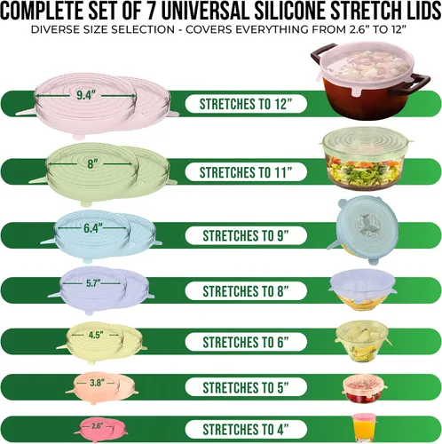 Miniatura 2 de Tapas elásticas de silicona reutilizables para almacenamiento de alimentos en refrigerador - cubiertas elásticas resistentes al calor para cuencos