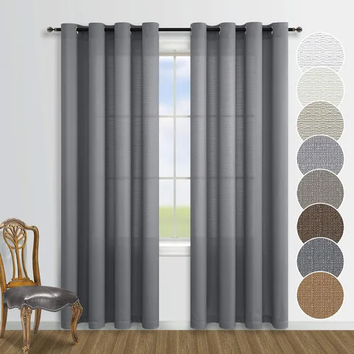 Miniatura 20 de KOUFALL - Cortinas transparentes con aspecto de lino