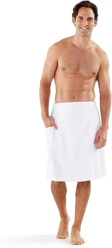 Miniatura 6 de Boca Terry Toalla Envolvente para Hombre, Toalla de Baño Envolvente para Hombre 100% Algodón, Toalla con Cintura Elástica para Ducha, Spa, Sauna