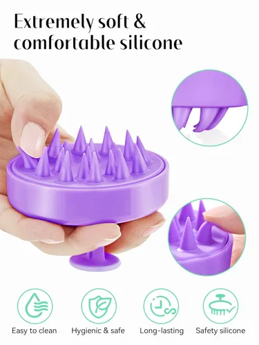 Miniatura 67 de HEETA Masajeador de cuero cabelludo para el crecimiento del cabello, cepillo de champú exfoliante de cuero cabelludo de silicona suave para Rojo