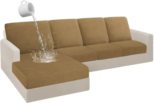 Miniatura 21 de HDCAXKJ Fundas de Cojines para Sofá Seccional 100% Impermeables, 3 Piezas, Forma de L, Funda Seccional Elástica para Chaise, Juego de Fundas