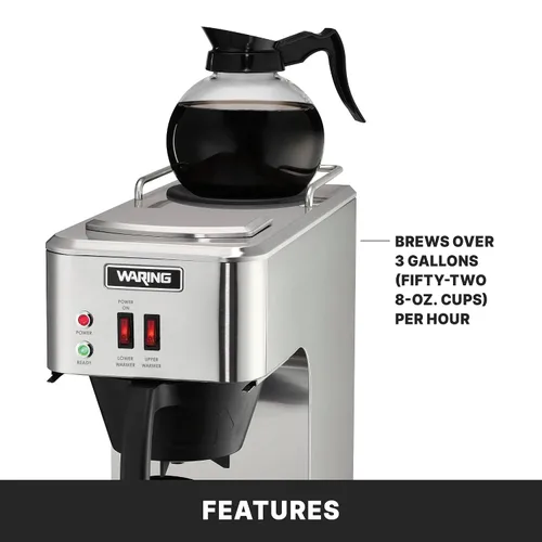 Miniatura 5 de Waring Cafetera comercial Café Deco para verter sobre café, 3 galones por hora, 2 calentadores individuales, se adapta a decantadores grandes de 64