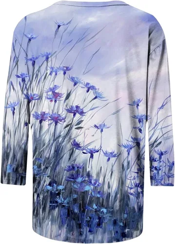 Miniatura 5 de 34 Sleeve Blouses for Women Hawaiian Flower Print Tees Cruise Graphic T Shirt Spring Shirts for Women 2024 Trendy