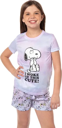 Miniatura 6 de INTIMO Peanuts - Conjunto de pijama para niña con texto en inglés "I Woke Up This Cute Snoopy Tie-dye