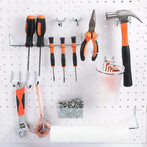 Miniatura 7 de Zubebe Surtido de 106 ganchos para tablero de clavijas con contenedores, el kit organizador de accesorios de tablero de clavijas incluye