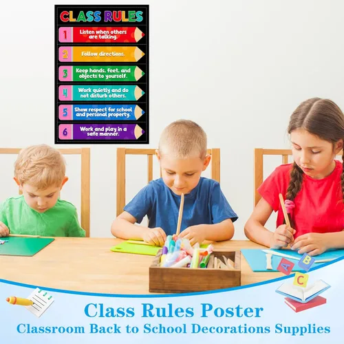 Miniatura 3 de D4DREAM Póster de reglas del aula – 11.2 x 16.5 pulgadas, colorido póster educativo para el aula, para aulas, decoración de jardín de infantes