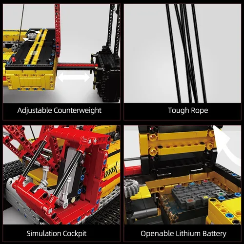 Miniatura 5 de Mould King Kits de Bloques de Construcción de Grúa de Arrastre LR13000, Vehículos de Construcción Técnica Modelos de Grúas con Motor/Control Remoto