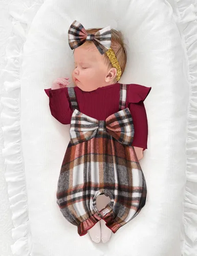 Miniatura 2 de Queenstyle Ropa de bebé niña de manga larga, overol lindo traje de bebé de 0 a 18 meses