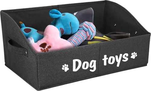 PET ARTIST Cesta de almacenamiento y organización plegable resistente para perros, bonita caja de juguetes para perros con asas, caja de juguetes