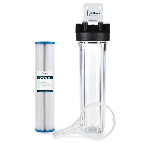 Miniatura 4 de Well Water - Sistema de filtración completo de sedimentos y óxido para toda la casa con filtro lavable plisado, carcasa transparente con puertos
