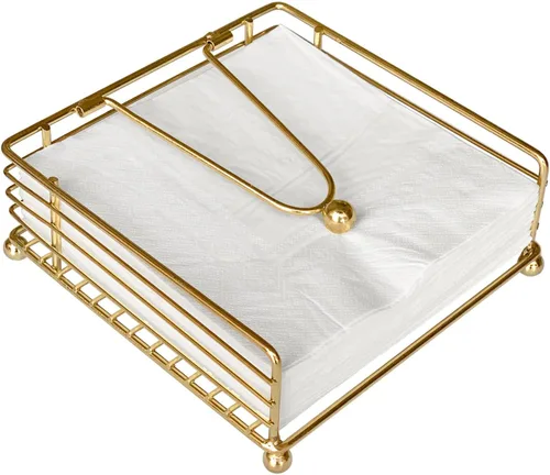 hiwafifi Servilletero para mesa, dispensador de servilletas plano con brazo pesado, soporte cuadrado de papel de cóctel de elegante hierro rústico