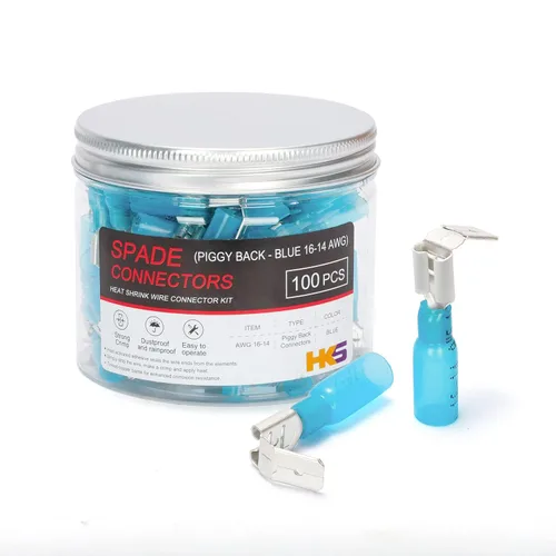 Miniatura 15 de HKS 100 conectores de pala hembra rojo 22-16 AWG – Kit de conectores de cable de desconexión rápida eléctricos termorretráctiles – cobre rojo