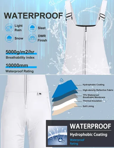 Miniatura 4 de GEMYSE Overol con peto de esquí impermeable aislado para mujer pantalones de snowboard de invierno