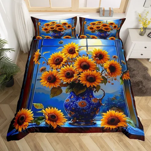 Miniatura 27 de Juego de ropa de cama con estampado de lobos en 3D, funda de edredón de lobo ártico para niños, adolescentes, niños y niñas, funda de edredón