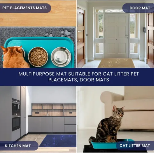 Miniatura 7 de Andalus Tapete Pequeño para Arena de Gatos, Paquete de 1 - Impermeable, Antideslizante y Fácil de Limpiar, Tapete para Caja de Arena de Gatos