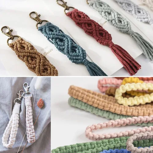 Miniatura 4 de suo long Kits de macramé para adultos principiantes para hacer 8 llaveros de macramé con hilo de 0.118 pulgadas premedido, llavero de metal, libro