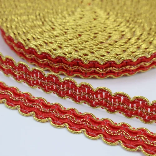 Miniatura 8 de Cinta de encaje dorada de 13 yardas, borde metálico para costura, manualidades, accesorios de ropa (borgoña)