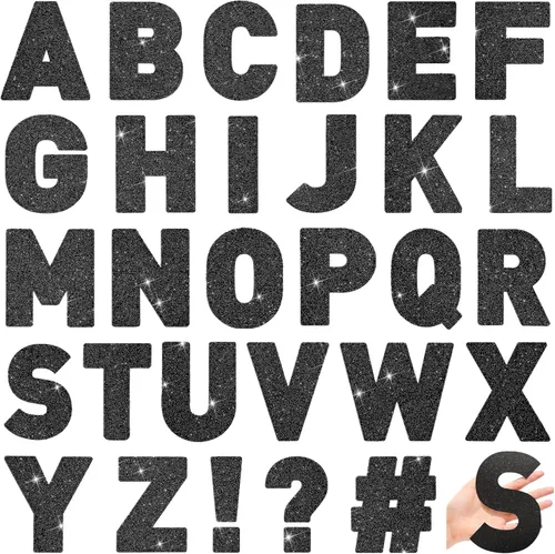Miniatura 16 de Harloon 232 piezas de 24 hojas de letras grandes con purpurina, letras del alfabeto con letra grande, kit de letras autoadhesivas para buzón, Dorado