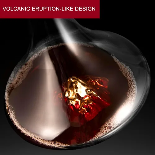 Miniatura 2 de Decantador de vino de cristal soplado a mano con aireador integrado y base de pico dorado, jarra de vino tinto de 25.4 fl oz para cenas, regalo