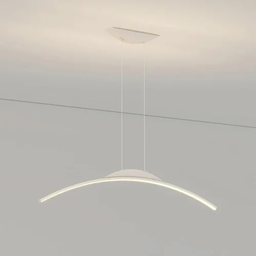 Miniatura 7 de 31.5in Dining Room Dimmable Chandeliers, Modern Linear Metal Ceiling Hanging Lighting, Adjustable Height Arc Shaped Pendant Lights for Kitchen Black