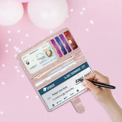 Miniatura 8 de Funda para chequera edición 2021 - Funda de cuero estándar para chequera con cierre magnético MCmolis Check Book Cover Holder Wallet para mujer