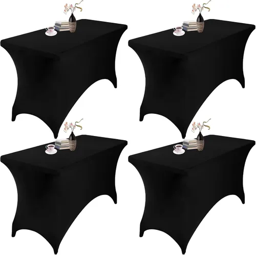 Juego de 4 fundas de mesa impermeables de elastano de 4 pies, funda de mesa impermeable de elastano de 4 pies para fiestas, bodas, banquetes y