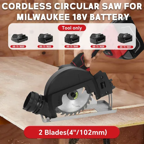 Miniatura 2 de Mini sierra circular inalámbrica para batería Milwaukee de 18 V, sierras circulares eléctricas sin escobillas de 4 pulgadas, sierra circular pequeña