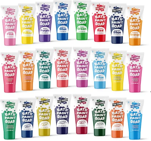 Miniatura 8 de Tub Works® Pintura de Bañera Jabón Juguete de Baño, Paquete de 24 Pintura de Bañera Lavable No Tóxica para Pintado con los Dedos en la Tina