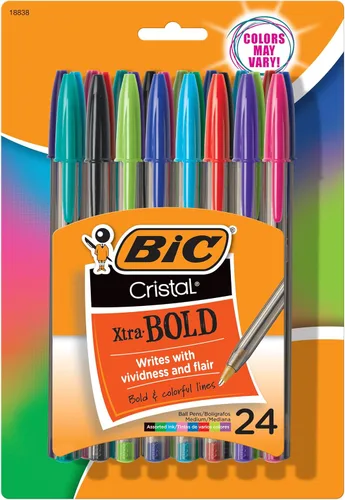 Miniatura 6 de BIC Cristal Xtra Bold Bolígrafos de punta extra gruesa (1.6mm), tinta azul, paquete de 24 unidades, bolígrafos perfectos para líneas vívidas y Azul
