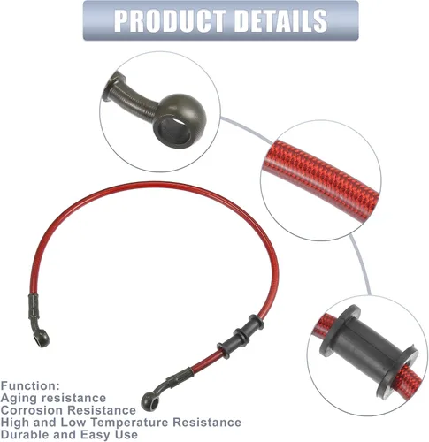 Miniatura 4 de X AUTOHAUX 23.6 in 23.62" Longitud 0.394 in ID motocicleta freno hidráulico manguera tubo tubo de manguera de acero inoxidable 28° cable trenzado