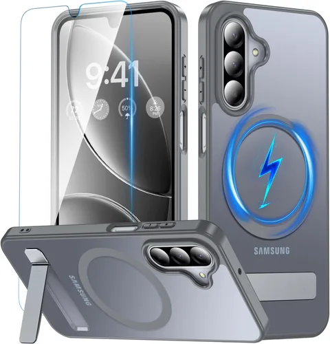 Miniatura 17 de OWKEY Funda para Samsung Galaxy A37/A36 Bark Phone Pro 5G con soporte, magnética, a prueba de golpes, para Magsafe translúcida mate, transparente