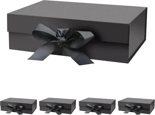 Miniatura 15 de DaiUni 10.5"X7.5"X3.1" Black Magnetic Gift Box with Lid and Ribbon for Presents Naranja